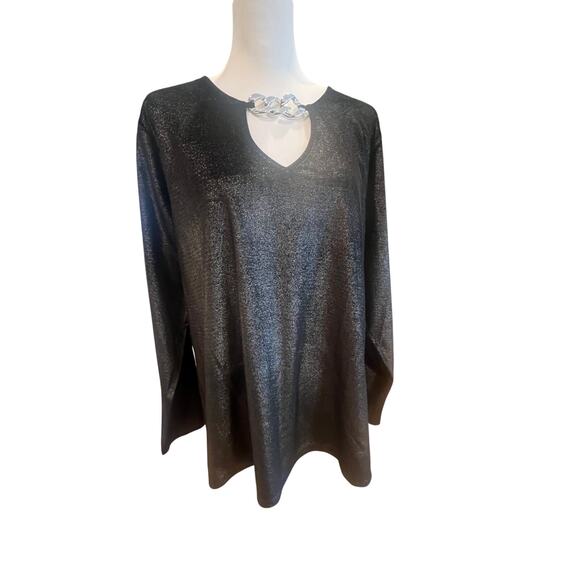MICHAEL KORS LONG SLEEVE shimmer SPARKL TOP NECK DETAILS WOMENS PLUS SIZE 2X - Picture 1 of 7